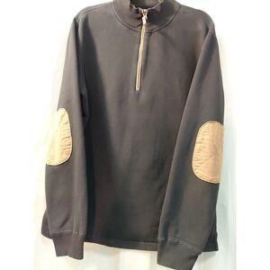 Vintage Woolrich Sweater Mens L Black Elbow Patch Quarter Zip Shooting  Fleece